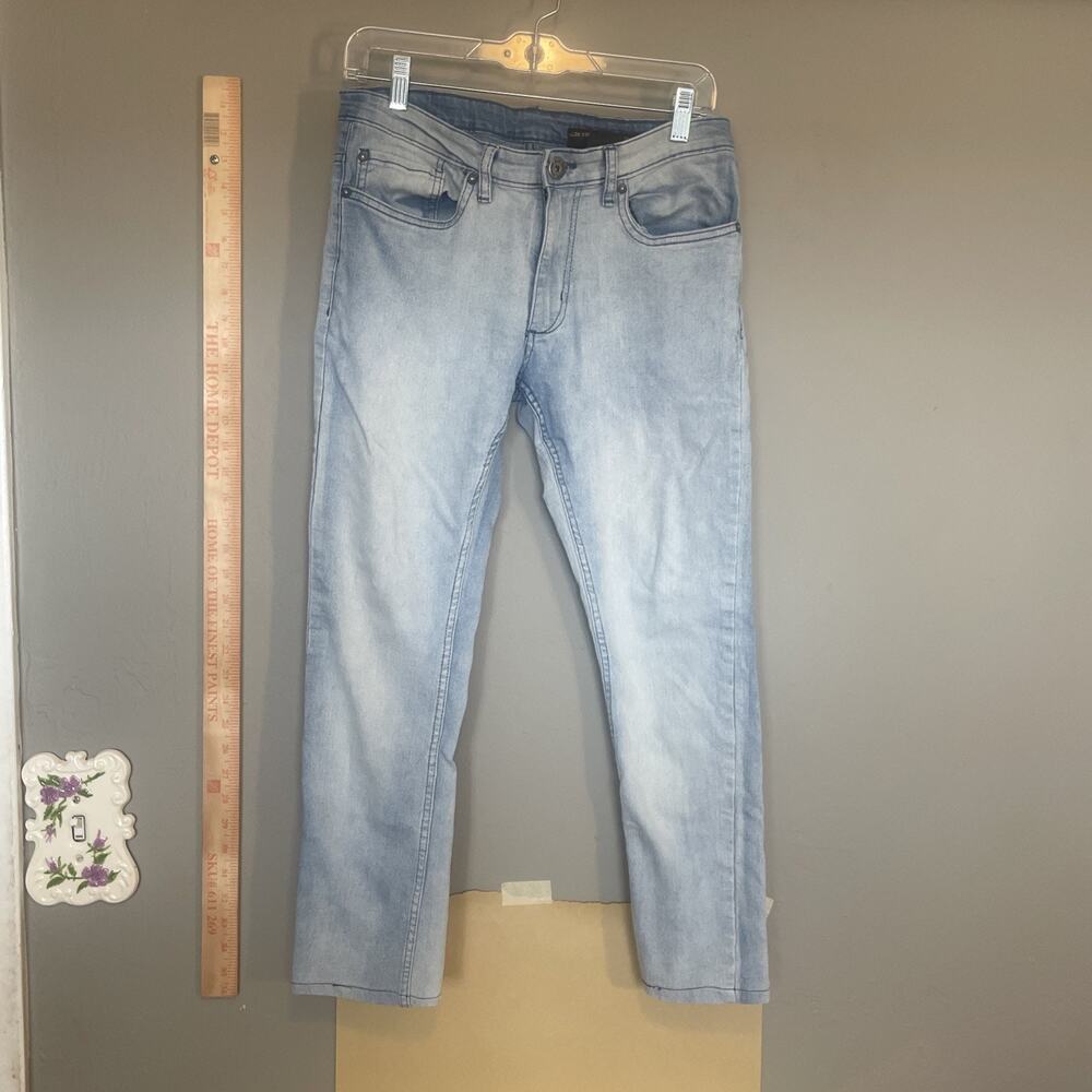 Six Lincoln Men's Size 30X30 Blue Slim Straight Light Wash Stretch Denim Jeans